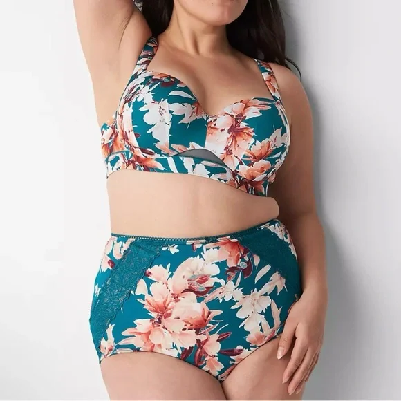 Cacique Blue and Pink Floral Bra Intimates & Sleepwear - Picture 1 of 8